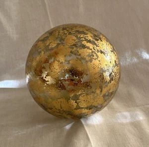 Large Hand Blown Glass Globe Sphere Gold Design - Picture 1 of 1