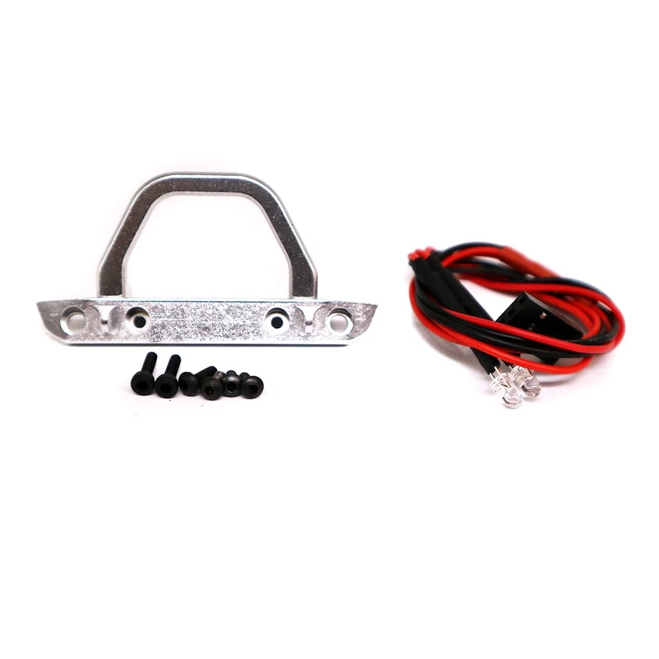 Metal Front Bumper +LED Lights SCX2404 Upgrade for RC 1-24 Axial SCX24 Crawlers - Image 1 of 1