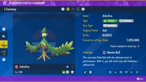 Pokemon Scarlatto e Viola PSV - Shiny 6IV Max EV Arboliva + Master Ball - Foto 1 di 3