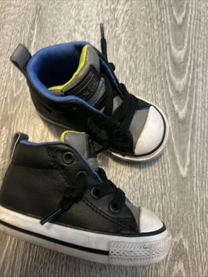 Converse All Star Black White Hi Top Infant Babies Toddlers Boy Sneakers Size 4 - Image 1 of 4