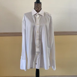 David Donahue Men's White Dress Shirt with French Cuffs Size 18 34/35 H23 - Picture 1 of 3