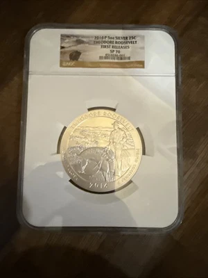 2016-P Theodore Roosevelt America Beautiful 5 Oz. SILVER NGC SP70 First Releases - Image 1 of 2