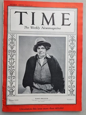 Time Magazine August 7, 1933 Issue - Actress Marie Dressler - Image 1 of 2