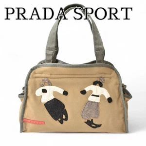 PRADA Sports Handbag Mini Duffle Bag 4Va585 Patchwork Canvas Nylon Light JP - Picture 1 of 11