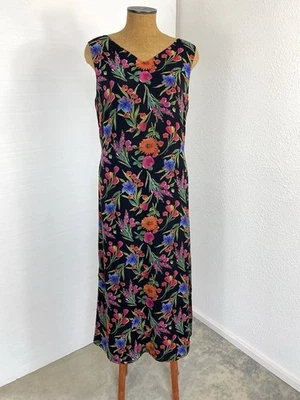 Coldwater Creek Women’s Silk Water Color Maxi 14 Bold Floral Sleeveless Tie Back - Image 1 of 4