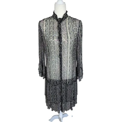 Sundance Quinn Drop Waist Shift Dress Sheer Floral Ruffles Sz Small Boho Cottage - Image 1 of 4