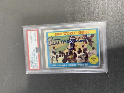 BILL MAZEROSKI 1961 TOPPS 1960 SERIE MUNDIAL TARJETA AUTOGRAFIADA FIRMADA Y CALIFICADA Foto 1 de 4