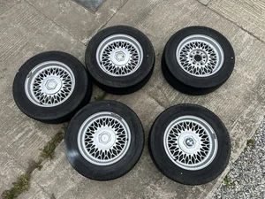 5 X BMW Style 7 Alloy Wheels With Centre Caps And Tires E34 E32 - Picture 1 of 11