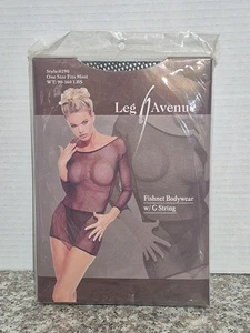 Body de red negra Leg Avenue Style 8290 con tanga en G talla única para la mayoría - Imagen 1 de 2