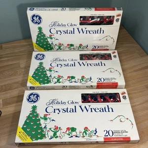 NOS General Electric 1980s Holiday Glow Crystal Wreath 20 String Lights - 3 SETS - Picture 1 of 15