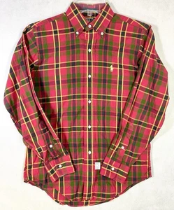 Vintage Polo Ralph Lauren Women's Size 14 Oxford Shirt Plaid Red Green Gold Pony - Picture 1 of 7
