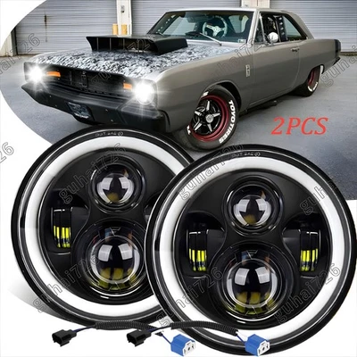 Faros LED redondos de 7" pulgadas con haz sellado Hi-Lo 2 piezas para Dodge Dart 1964-1976 DOT Foto 1 de 4