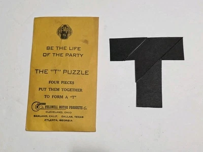 Vintage Fullwell Motor Products FMP The T Puzzle RARE  - Image 1 of 4