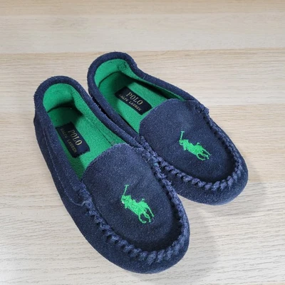Mocassim Polo Ralph Lauren Camurça Tamanho 13 Pônei Criança Desmond Moc Logotipo Sapato Azul Marinho - Imagem 1 de 4