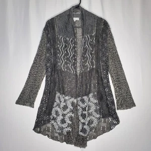 Keren Hart Cardigan Large Sheer Lace Gauze Patchwork Fairy Whimsy Art Boho Y2K - Picture 1 of 12