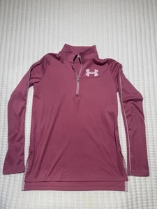 Under Armour Jacket Pink Size YLG Girls Loose Heatgear Pullover 1/4 Zip - Picture 1 of 8