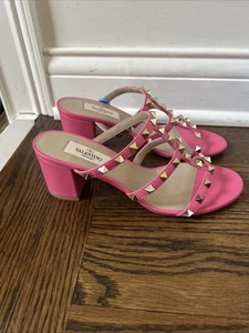 New Valentino City Rockstud Block Sandals Mules Size 37 - Picture 1 of 13