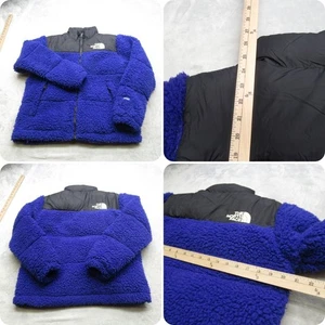 North Face Down Jacket Youth XL Blue Nuptse High Pile 700 Full Zip Puff - Imagen 1 de 12