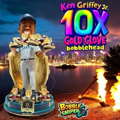 KEN GRIFFEY JR. Seattle Mariners 10x Rawlings "Gold Glove Award" MLB Bobblehead - Image 1 of 4
