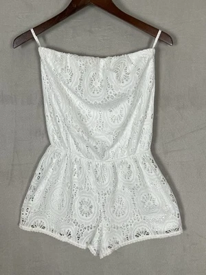 Lilly Pulitzer Nicole Strapless Lace Romper Medium White Color Womens - Image 1 of 4