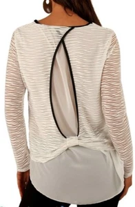 Sexy Damen Lagen Bluse Shirt Chiffon Transparent Streifen 34/36/38 TOP weiß - Bild 1 von 4
