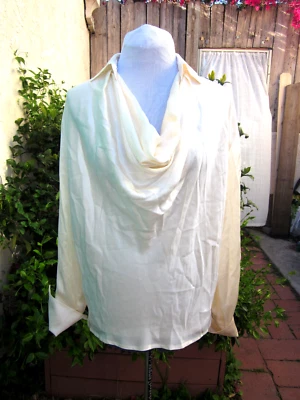 Blusa larga de satén seda Nina Ricci París años 80 de colección túnica puños franceses L pirata poeta Foto 1 de 4