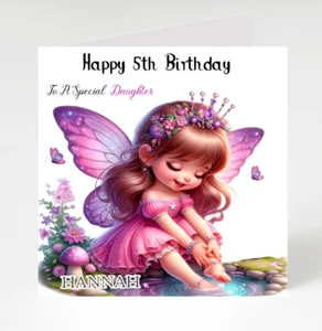 Tarjeta de cumpleaños para niñas, tarjeta de cumpleaños de hadas, tarjeta de cumpleaños Butterfly Girs - Imagen 1 de 3