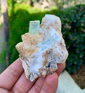 Natural Blue Aquamarine on Feldspar, Aquamarine Crystal - 150 grams - Picture 1 of 6