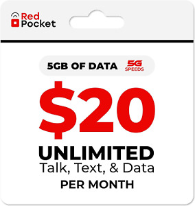 Red Pocket Mobile $20/Month Phone Plan, Free Sim Card for Verizon Wireless-Comp