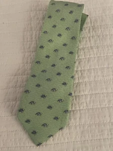 Vintage Tommy Hilfiger sea turtle tie necktie Green 100% Silk - Picture 1 of 6