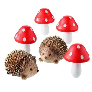 Garden Fairy Accessories Resin Hedgehogs and Wood Mushroom Miniature7074 - Imagen 1 de 7