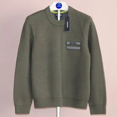 250$ DIESEL K-Birmin men's jumper S 100% wool sweater military style pullover - Image 1 of 4