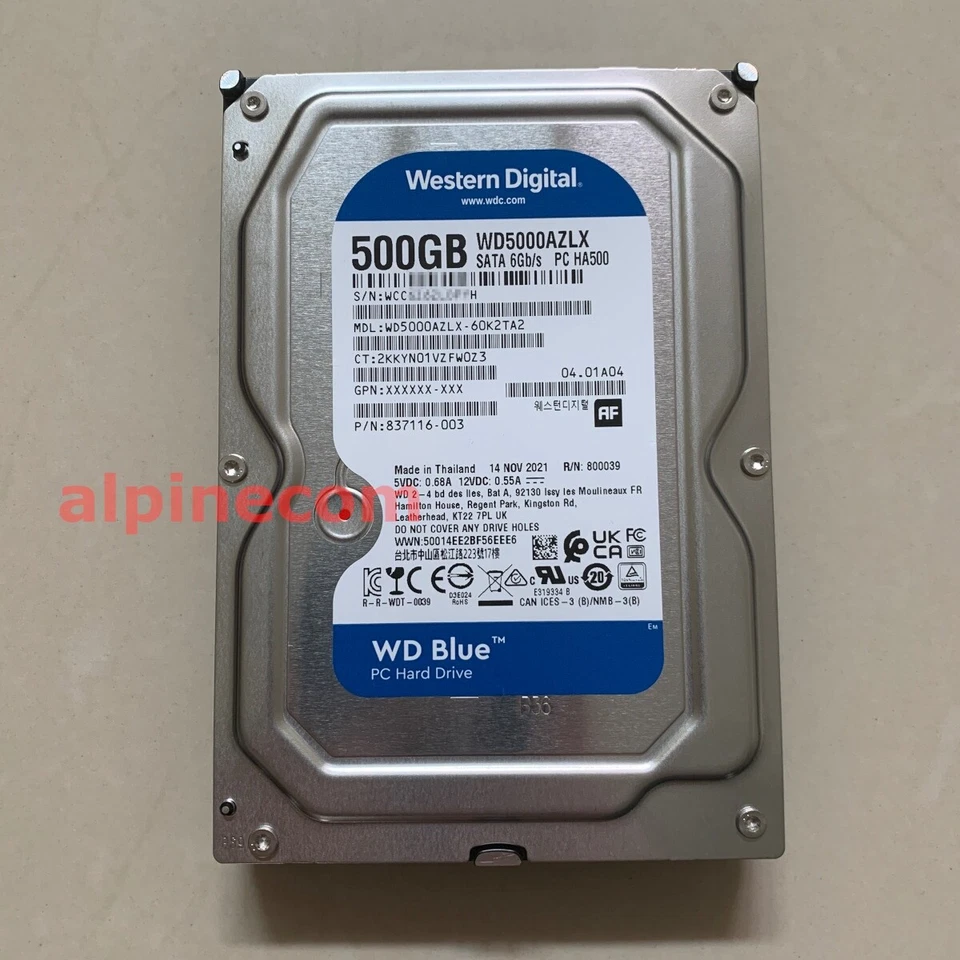 ✅ HP 837116-003 500GB 3.5 SATA 7200 WD5000AZLX-60K2TA2 PC HA500 WD Blue HDD Disk - Image 1 of 1