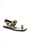 Tomas Maier Womens T Straps Ankle Buckle Embellish Sandals Gold Size 8