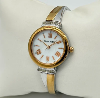 Women's ANNE KLEIN Two-Tone Crystal Accent Bangle Bracelet Watch, 26mm AK/2245 - Image 1 of 4