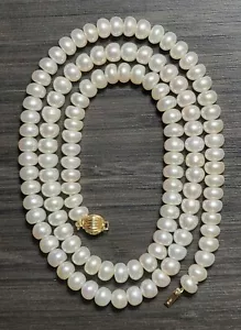 Vintage 14k Gelbgold 7mm Perlenkette 24,5" lang - 43,6 Gramm - Bild 1 von 4