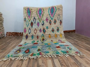 Wool Hand Made Contemporary Wool Blend Area Rug in Beige, blue, Yellow Multi - Picture 1 of 9