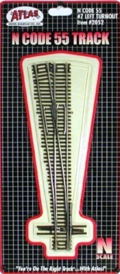 Atlas #2052  #7 Left Turnout Track N Scale Code 55 Rails - Image 1 of 2