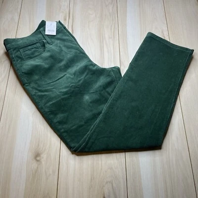 J Crew NUEVO Pantalones de Pana Tiro Alto Cordón Pierna Ajustada Verde Mujer Talla 34W 28L Foto 1 de 4
