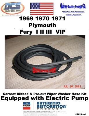 1969 70 71 Plymouth Fury I II III VIP Wiper Washer Hoses for Electric Pump - Image 1 of 2