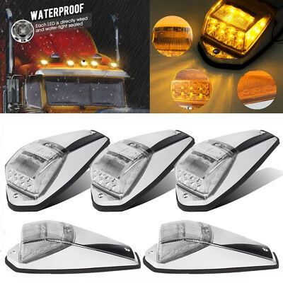 5pcs Cab Marker Top Roof Lights 17LED for Peterbilt Freightliner Clear / Amber - Image 1 of 4