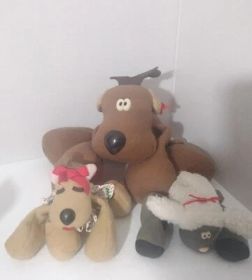 Vintage Hallmark Set of 3 Plush Rodney Reindeer Sherman SRandy Beans 1980's READ - Image 1 of 4