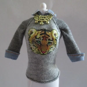 NEW Barbie Style Glam Luxe Stylin Friends Raquelle Doll Gray Tiger Sweater Top - Picture 1 of 6