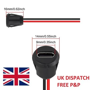 Easy Fit USB C Connector Panel Mount Waterproof  Socket Female Push Fit Car - Picture 1 of 2