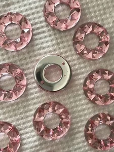 Sew / Glue On Rhinestone Jewels 15mm Ring Doughnut Flatback Pink x 10 - Bild 1 von 1