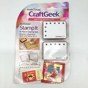 Purple Cows 6 Piece Summer Stamp Set Corners and Borders NIP - Picture 1 of 7