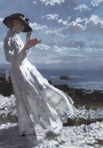Postkarte: William Orpen - Grace, lesend am Meer - Picture 1 of 1