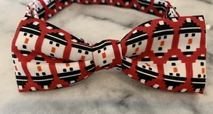 H&M Digital Snowman Red White Adjustable Pretied Bow Tie Bowtie - Picture 1 of 3