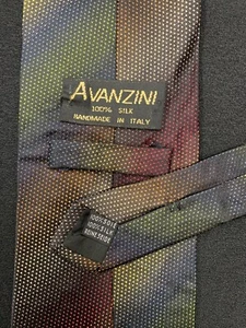 Avanzini Seidenkrawatte Vintage geometrisch glänzend Streifen Regenbogen Stolz Monat Italien - Bild 1 von 9