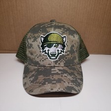 Erie Seawolves Snapback Trucker Hat Camo Digital Camouflage Mesh Back EUC